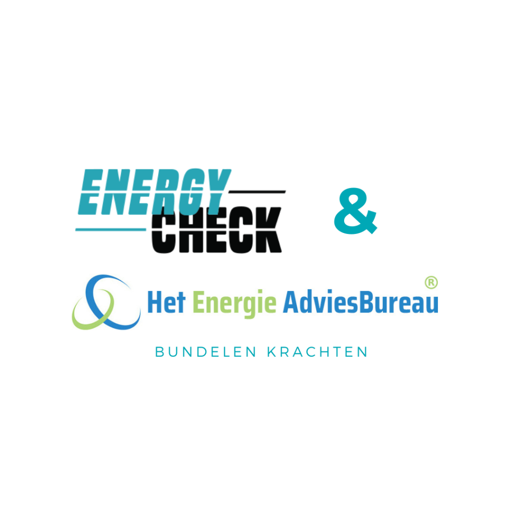 Logo van samenwerking tussen Energy Check en Het Energie AdviesBureau, met de tekst "Bundelen Krachten".