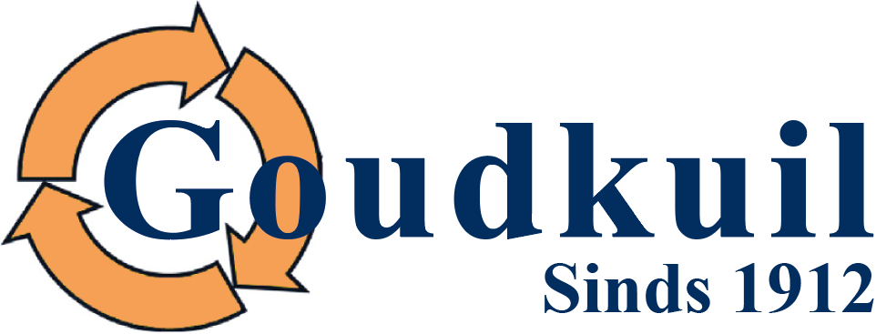 Logo van Goudkuil met oranje pijlen en de tekst "Sinds 1912".