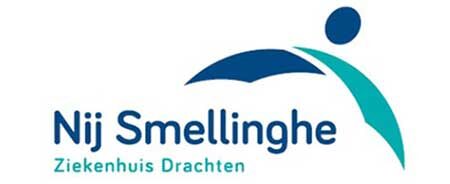 Logo van Nij Smellinghe Ziekenhuis Drachten met de tekst in blauwe en groene tinten.