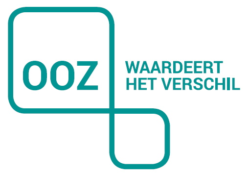 Logo van OOZ met de slogan "Waardeert het verschil" in turquoise letters.
