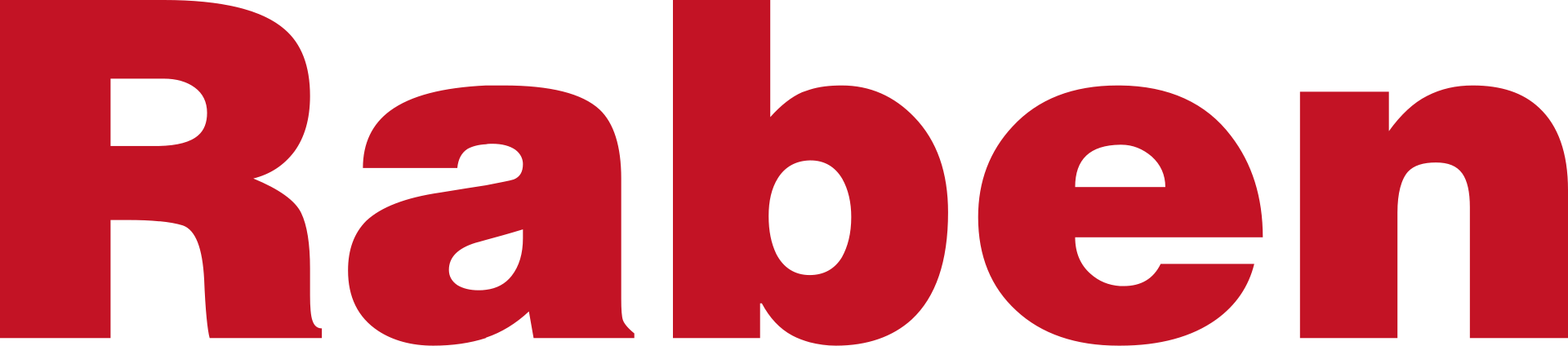 Logo van de Raben Group in rode letters op een transparante achtergrond.