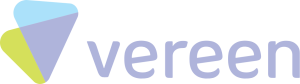 Logo van Vereen met een abstracte, kleurrijke driehoek en lichtpaarse tekst.