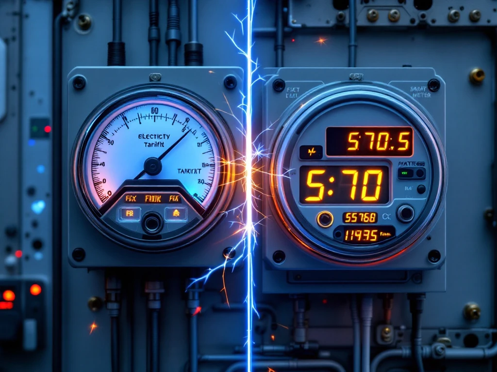 Vergelijking van een analoge en een digitale energiemeter voor vaste en variabele tarieven met als thema energiebeheer.