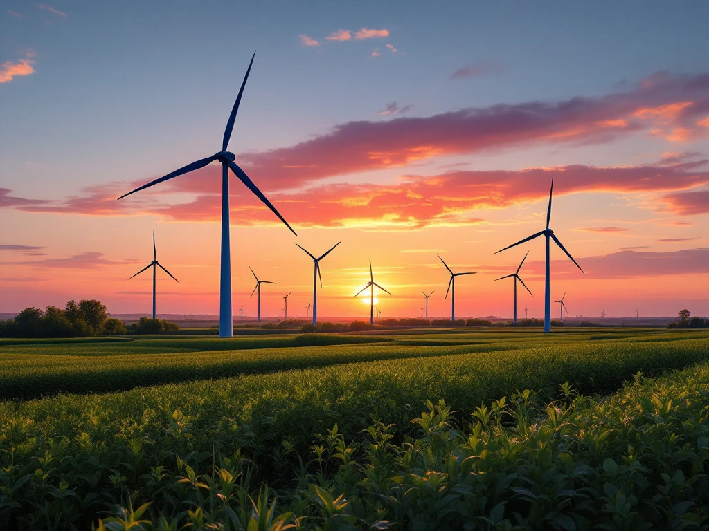Sereniteit in een Nederlands landschap met windturbines bij zonsondergang, passend bij Energy Check's duurzame visie.